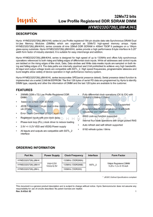 HYMD232G7268M-K datasheet - Low Profile Registered DDR SDRAM DIMM