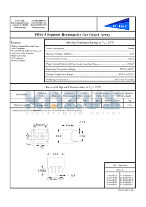 PB66-BGA5O12 datasheet - Segment Rectangular Bar Graph Array