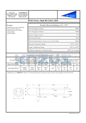 PL83-WDGY1301 datasheet - 3mm Bi-Color LED