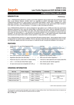 HYMD232G726AL8M-H datasheet - Low Profile Registered DDR SDRAM DIMM