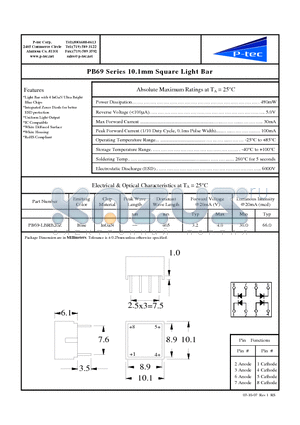 PB69-LBRB20Z datasheet - 10.1mm Square Light Bar