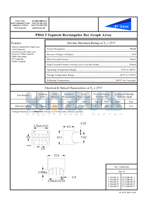 PB66-BGA5G13 datasheet - Segment Rectangular Bar Graph Array