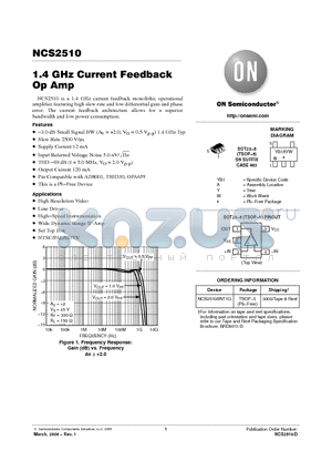 NCS2510 datasheet - 1.4 GHz Current Feedback Op Amp