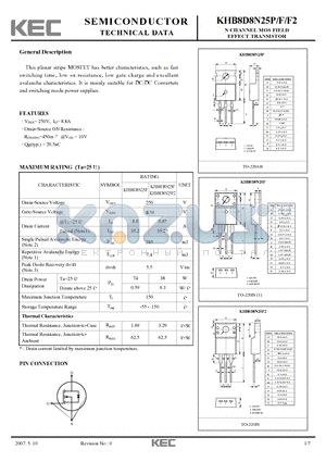 KHB8D8N25F datasheet - N CHANNEL MOS FIELD EFFECT TRANSISTOR