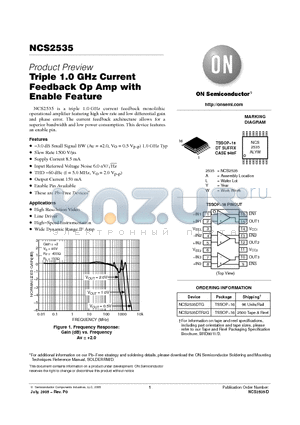 NCS2535 datasheet - Triple 1.0 GHz Current Feedback Op Amp with Enable Feature