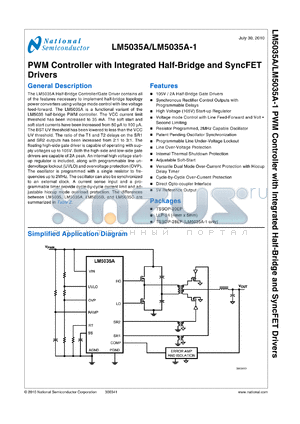 LM5035AMHX datasheet - PWM Controller with Integrated Half-Bridge and SyncFET PWM Controller with Integrated Half-Bridge and SyncFET