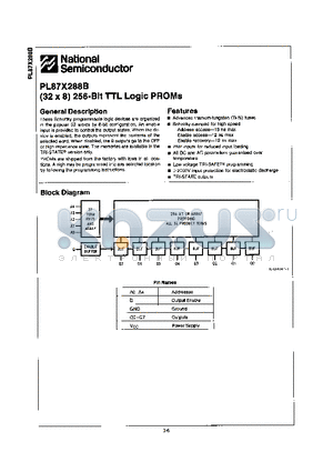 PL87X288BJ datasheet - (32 X 8) 256-BIT TTL LOGIC PROMS