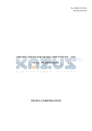 NCSU033A datasheet - CHIP TYPE UV LED