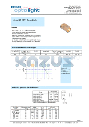 OLS-130SD/SYG-CD-T datasheet - Series 130 - 1206 - Duplex bicolor