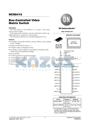 NCS6415DWG datasheet - Bus−Controlled Video Matrix Switch