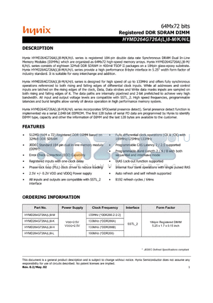 HYMD264G726A8-K datasheet - Registered DDR SDRAM DIMM