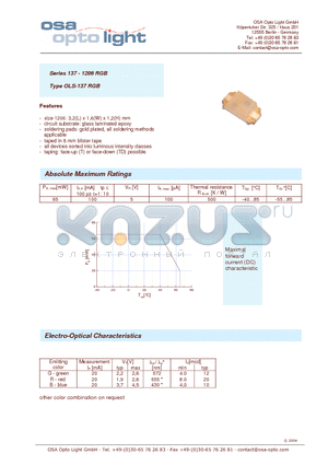 OLS-137 datasheet - Series 137 - 1206 RGB Type OLS-137 RGB