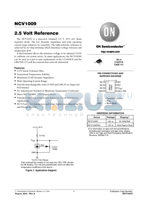 NCV1009 datasheet - 2.5 Volt Reference