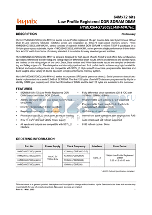 HYMD264G726C4M-H datasheet - Low Profile Registered DDR SDRAM DIMM