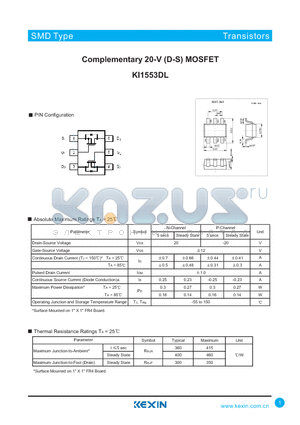 KI1553DL datasheet - Complementary 20-V (D-S) MOSFET