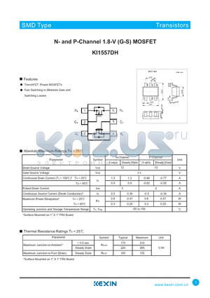 KI1557DH datasheet - N- and P-Channel 1.8-V (G-S) MOSFET