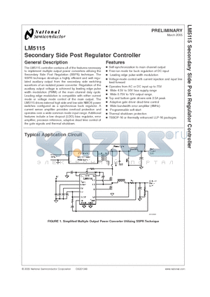 LM5115SD datasheet - Secondary Side Post Regulator Controller