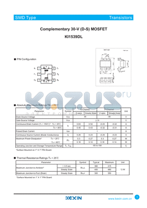 KI1539DL datasheet - Complementary 30-V (D-S) MOSFET