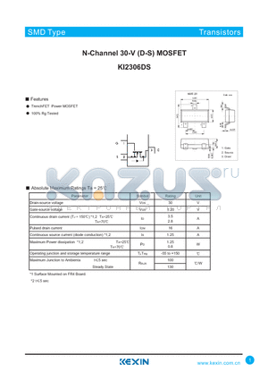 KI2306DS datasheet - N-Channel 30-V (D-S) MOSFET