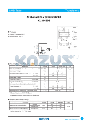 KI2314EDS datasheet - N-Channel 20-V (D-S) MOSFET
