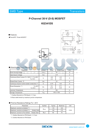 KI2341DS datasheet - P-Channel 30-V (D-S) MOSFET