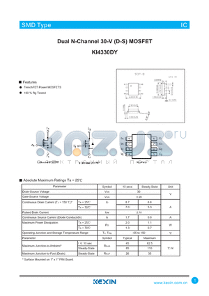 KI4330DY datasheet - Dual N-Channel 30-V (D-S) MOSFET