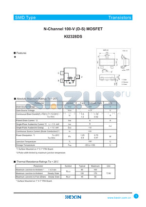 KI2328DS datasheet - N-Channel 100-V (D-S) MOSFET