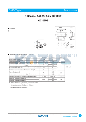 KI2302DS datasheet - N-Channel 1.25-W, 2.5-V MOSFET