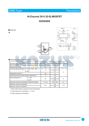 KI2304DS datasheet - N-Channel 30-V (D-S) MOSFET