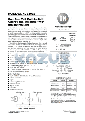 NCV2002SN1T1 datasheet - Sub-One Volt Rail-to-Rail Operational Amplifier with Enable Feature