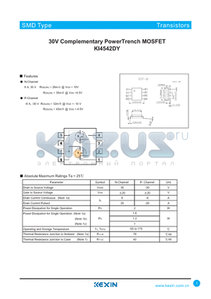 KI4542DY datasheet - 30V Complementary PowerTrench MOSFET