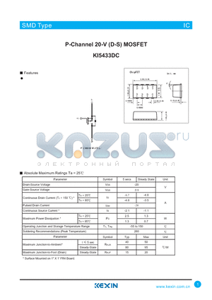 KI5433DC datasheet - P-Channel 20-V (D-S) MOSFET