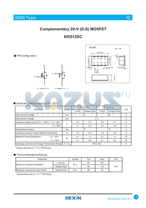 KI5513DC datasheet - Complementary 20-V (D-S) MOSFET