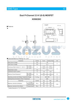 KI5903DC datasheet - Dual P-Channel 2.5-V (G-S) MOSFET