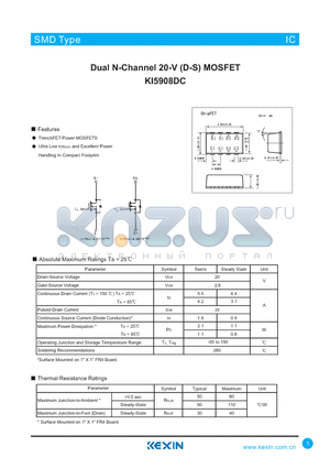 KI5908DC datasheet - Dual N-Channel 20-V (D-S) MOSFET