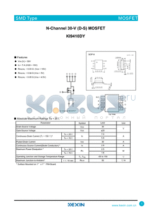 KI9410DY datasheet - N-Channel 30-V (D-S) MOSFET