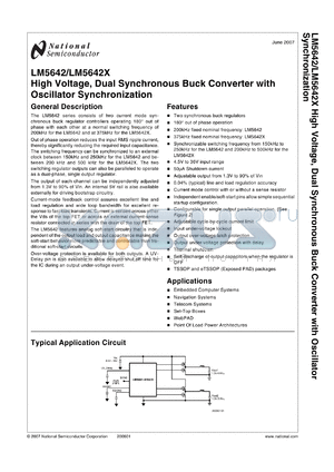 LM5642MTC datasheet - High Voltage, Dual Synchronous Buck Converter with Oscillator Synchronization