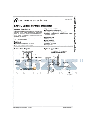 LM566 datasheet - LM566C Voltage Controlled Oscillator