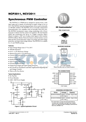 NCV3011DTBR2G datasheet - Synchronous PWM Controller