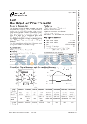 LM56CIMM datasheet - Dual Output Low Power Thermostat