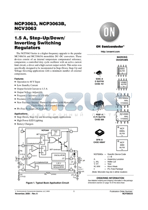 NCV3063PG datasheet - 1.5 A, Step-Up/Down/ Inverting Switching Regulators