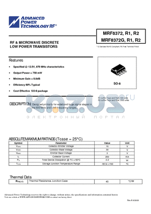 MRF8372G datasheet - RF & MICROWAVE DISCRETE LOW POWER TRANSISTORS