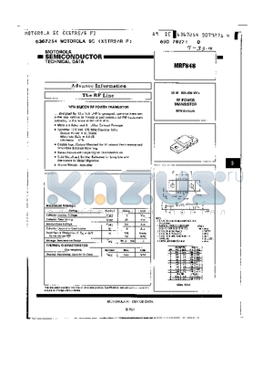 MRF848 datasheet - RF POWER TRANSISTOR