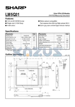LM5Q31 datasheet - Color STN-LCD Module(FA/POS/Measuring instrument)