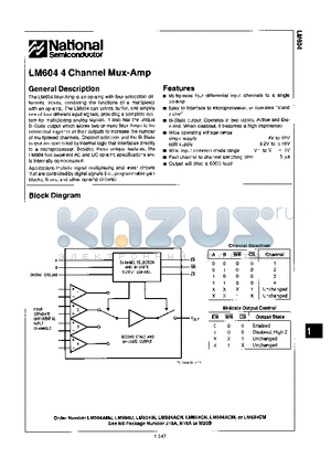 LM604ACM datasheet - 4 CHANNEL MUX-AMP