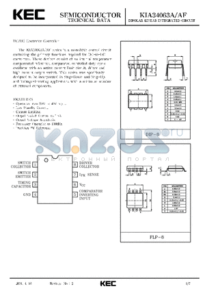 KIA34063A datasheet - BIPOLAR LINEAR INTEGRATED CIRCUIT (DC/DC CONVERTER CONTROLLER)