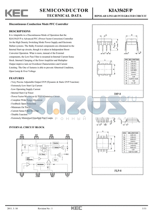 KIA3562F datasheet - BIPOLAR LINEAR INTEGRATED CIRCUIT