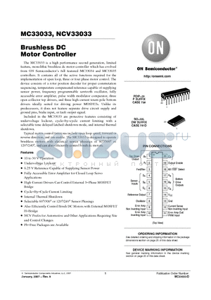 NCV33033DWR2G datasheet - Brushless DC Motor Controller