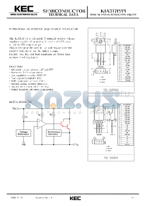 KIA317 datasheet - BIPOLAR LINEAR INTEGRATED CIRCUIT (3-TERMINAL 1A POSITIVE ADJUSTABLE REGULATOR)