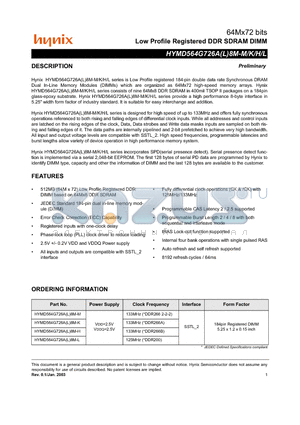 HYMD564G726A8M-M datasheet - Low Profile Registered DDR SDRAM DIMM